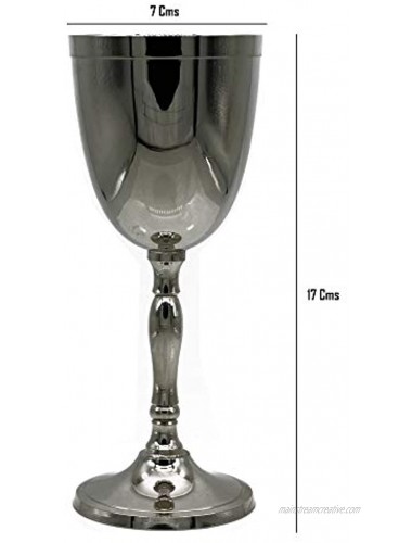 Brass hand engraved Wine Glass Liquor Cup Chalice Luxurious Unique Goblet for Party Wedding 200 ml silver