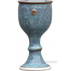 Castle Arch Pottery Ireland Handmade Wine Goblet Hand-Thrown Hand-Glazed with Unique Celtic Stamp in Ireland  7" Tall Green