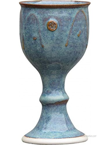 Castle Arch Pottery Ireland Handmade Wine Goblet Hand-Thrown Hand-Glazed with Unique Celtic Stamp in Ireland 7 Tall Green