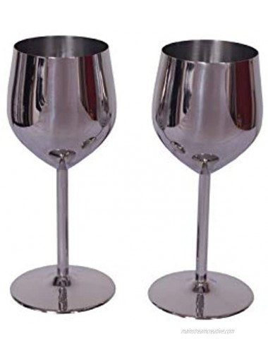 COPPER ESSENTIALS Silver Mirror Finish Goblet set of 2 for gifting parties wedding reception family gatherings made from stainless steel