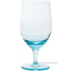 D&V Glass Gala Collection Goblet Beverage Glass 15 Ounce Aquamarine Set of 12