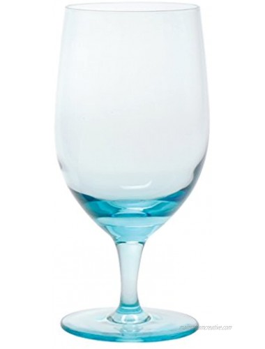 D&V Glass Gala Collection Goblet Beverage Glass 15 Ounce Aquamarine Set of 12