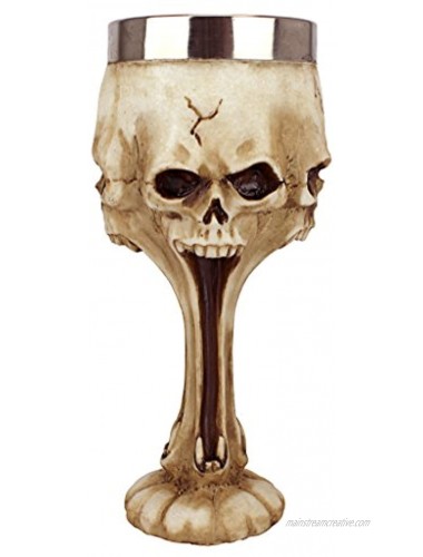 Design Toscano Gothic Scare Skull Goblet Drinking Cup 7 Inch Faux Bone Finish