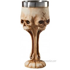 Design Toscano Gothic Scare Skull Goblet Drinking Cup 7 Inch Faux Bone Finish