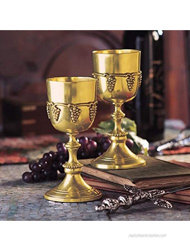 Design Toscano Grape Harvest Solid Brass Goblets Set of Two with Gift Box
