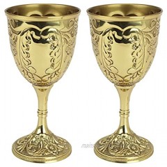 Design Toscano The King's Royal Chalice Cup 6 Inch Set of Two Embossed Brass,