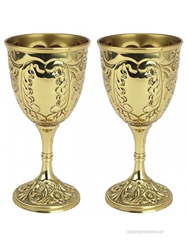 Design Toscano The King's Royal Chalice Cup 6 Inch Set of Two Embossed Brass,