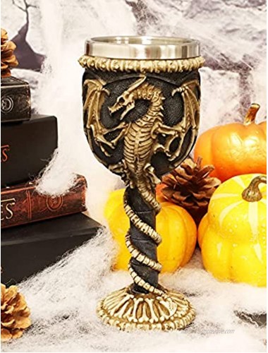 Ebros Gift Medieval Flying Dragon Skeleton Fossil Ossuary Goblet Wine Chalice 7oz Capacity Dungeons And Dragons Skeletal Spine Bones Halloween Party Decorative Accent