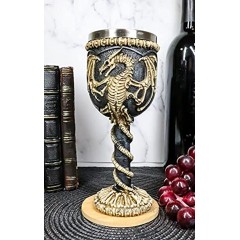 Ebros Gift Medieval Flying Dragon Skeleton Fossil Ossuary Goblet Wine Chalice 7oz Capacity Dungeons And Dragons Skeletal Spine Bones Halloween Party Decorative Accent