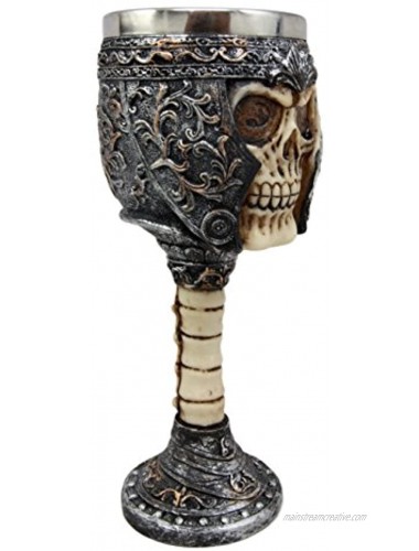 Ebros Gift Roman Centurion General Skull With Galea Helmet Wine Drink Goblet Chalice Cup Figurine 6oz Medieval Skeleton Ossuary Bones Skulls Alchemy Macabre Halloween Decorative Accent