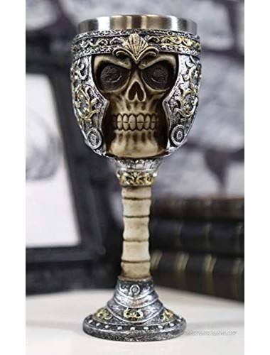 Ebros Gift Roman Centurion General Skull With Galea Helmet Wine Drink Goblet Chalice Cup Figurine 6oz Medieval Skeleton Ossuary Bones Skulls Alchemy Macabre Halloween Decorative Accent