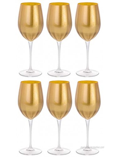 Goblet White Wine Glass Water Glass Glass is Decorated in Gold Stemmed Glasses Set of 6 Goblets 14 oz by Barski Made in Europe
