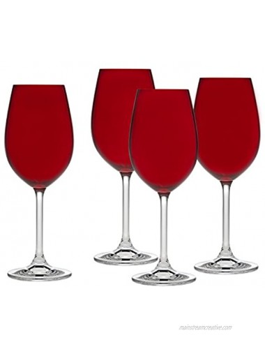 Godinger Glass Meridian Red Set of 4 Stemmed Wine Glasses