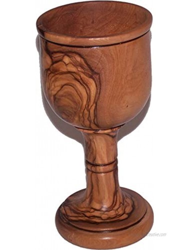 Holy Land Market Goblet Chalice Dark Olive Wood 6 Inches Large Deep 4.5 Ounces Capacity Capacity
