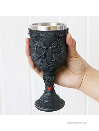 Medieval Double Dragon Goblet dungeons and dragons Wine Chalice 6.3oz Stainless Steel Cup Drinking Vessel Ideal Novelty Gothic Gift Party Idea