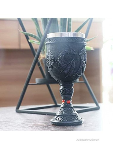 Medieval Double Dragon Goblet dungeons and dragons Wine Chalice 6.3oz Stainless Steel Cup Drinking Vessel Ideal Novelty Gothic Gift Party Idea