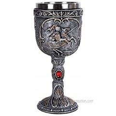 Medieval Knight Wine Goblet Made of Polyresin With Stainless Steel Rim