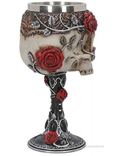 Nemesis Now B4327M8 Gothic Roses Goblet 18cm Black Resin w stainless steel insert One Size
