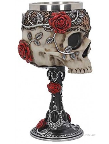 Nemesis Now B4327M8 Gothic Roses Goblet 18cm Black Resin w stainless steel insert One Size