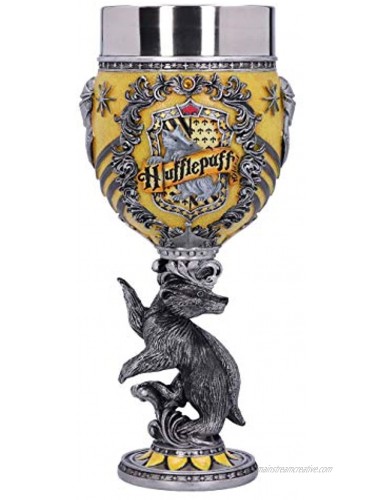 Nemesis Now Harry Potter Hufflepuff Hogwarts House Collectable Goblet 19.5cm Yellow Silver