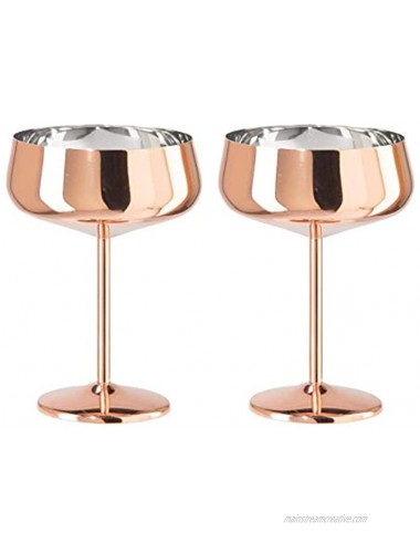 Oggi 7438.12 Set Of 2 Stainless Steel Coupe Cocktail Goblets