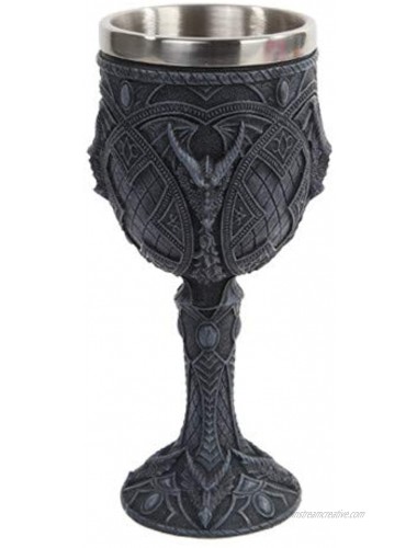 Pacific Giftware Guardian Dragon Wine Goblet Chalice Resin Body Stainless Steel Faux Stone
