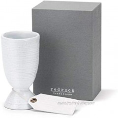 Redrock Traditions Simple Blessings Distressed White 5 inch Pedestal Ceramic Chalice Cup