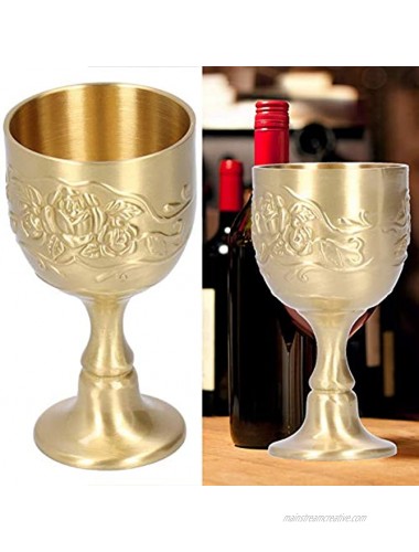 Vintage Brass Cup Hand-made Engraving Flower Pattern Royal Chalice Personalized Milk Tea Wine Whiskey Goblet Party Supplies Two Sizes#2
