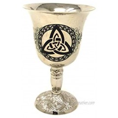 Vrinda Brass Chalice with Silver Finish 5" Triquetra Printed