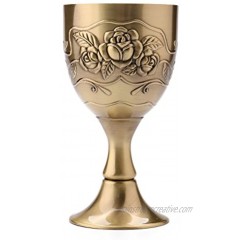XHWine Vintage Hand-made Pure Copper Engraving Flower Pattern Shot Glass Liqueur Goblet Wine Chalice Brass 8x4cm