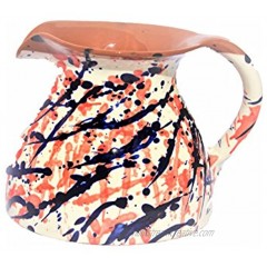 Amazing Cookware Terracotta Splatter Chubby Jug Ceramic Cream Blue Red 20.5 x 18.5 x 15.5 cm