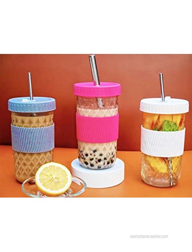Boba Tea Cups with Lid and Straw Reusable Boba Cup and Smoothie Tumbler 22 oz Leakproof