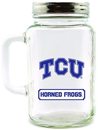 Duck House NCAA Texas Christian Horned Frogs 30oz Glass Mason Jar