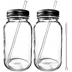 Jarming Collections Drinking Mason Jars with One Piece Stainless Steel Lids and Old Fashioned Glass Straws 2