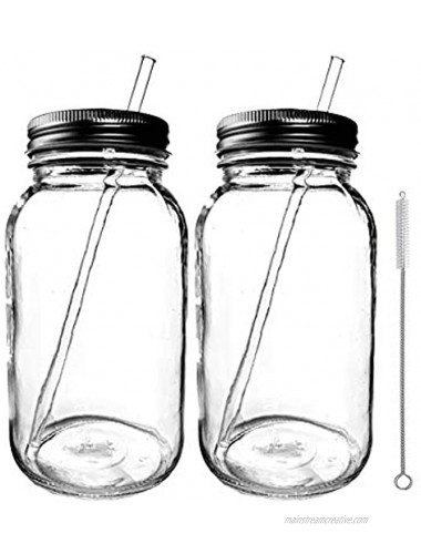 Jarming Collections Drinking Mason Jars with One Piece Stainless Steel Lids and Old Fashioned Glass Straws 2