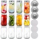 Jucoan 12 Pack 16oz Spiral Glass Drinking Jar with 12 Straw Hole Lids and Extra 12 Airtight Metal Lids Regular Mouth Ball Mason Canning Jar for Meal Prep Food Storage Jucing Smoothies
