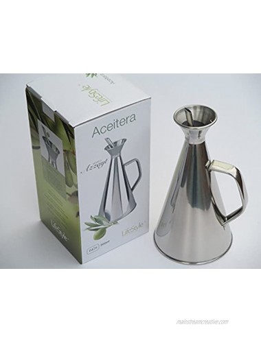 Life Style Oil Dispenser Oil Jug Drip Free Stainless Steel Silver 250 ml
