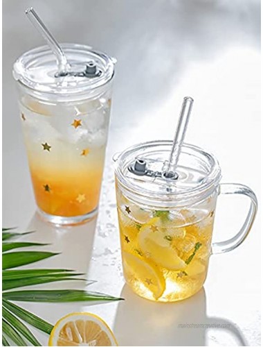 MDZF SWEET HOME Mason Jars with Flip Top Lid and Glass Straw Wide Mouth Glass 15Oz Set of 2