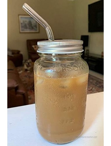 Smoothie Cups Mason Drinking Jar Regular Mouth Mason Jars 24oz Smoothie Cups with Lid and Glass Bent Straws 100% Eco Friendly by Jarming Collections 2