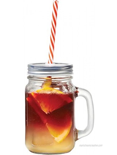 Starfrit 2-Pack Mason Jar Mugs with Reuseable Straws Clear