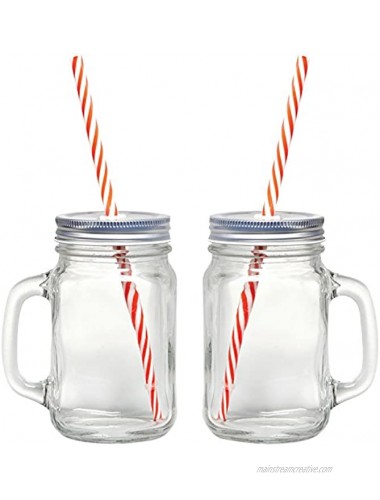 Starfrit 2-Pack Mason Jar Mugs with Reuseable Straws Clear