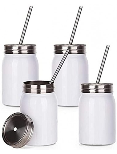 White Stainless Steel Sublimation Mason Jar Tumblers with Straws Reusable Insulated Double Wall Tumbler Mason Jars Personalized Custom Cup Gifts Mug Press Sublimate Hot Coffee Cold Water 4