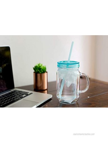 Zephyr Canyon Plastic Mason Jars with Handles Lids and Straws | 20 oz Double Insulated Tumbler with Straw | 4 Pack Set of 4 | Wide Mouth Mason Jar Mugs | Cups for Kids and Adults…