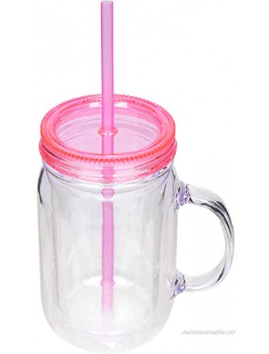 Zephyr Canyon Plastic Mason Jars with Handles Lids and Straws | 20 oz Double Insulated Tumbler with Straw | 4 Pack Set of 4 | Wide Mouth Mason Jar Mugs | Cups for Kids and Adults…