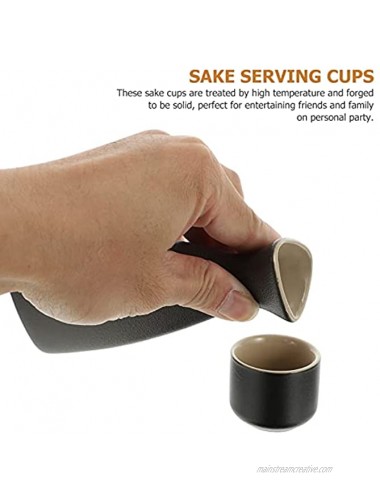 BESPORTBLE Japanese Sake Set Ceramic Saki Set with Sake Carafe 6 Sake Cups for Home Restaurant Black