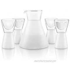 Final Touch 5 Piece Frosted Sake Decanter Serving Set Double Wall Glasses SK5401