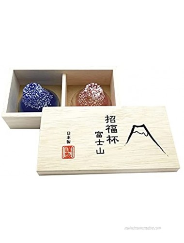 FUJI Mt. Design SAKE Glass Set A Pair SAKE CUP Set with a special paulownia wood gift box. Made in Japan.