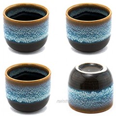 Happy Sales Set of 4 Perfect Ceramic Sake Cups 2 fl oz Japanese Restaurant Supply BrownWhite