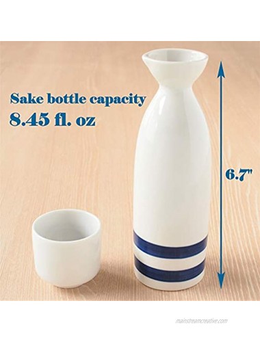 Japanese Minoyaki Janome Sake set 8 oz sake bottle and 2 sake cup Sake Tokkuri with Ochoko for Kiki‐zake Traditional Mino-Yaki ware