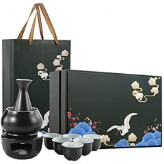 Japanese Sake Set 5.1 Ounce Sake Bottle with 4 Saki Cup Set for Warmer or Cold Japanese Wine with Beautiful Gift Bag and Box